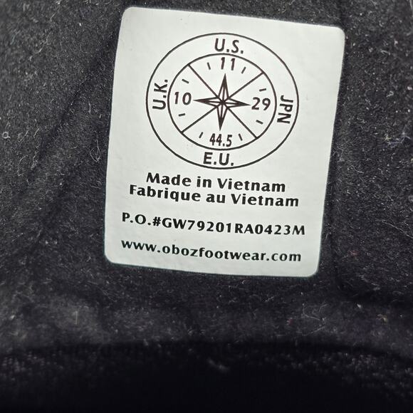 Oboz Burke Chukka Boots Men's 11 Black Nubuck Leather Waterproof Hiking Outdoor